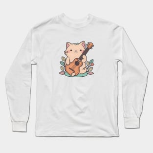 Cat Ukelele Music Animal Lover Long Sleeve T-Shirt